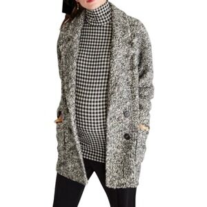 Hatch Black & White Boucle The Bristol Double-Breasted Maternity Coat Size 1 / 4